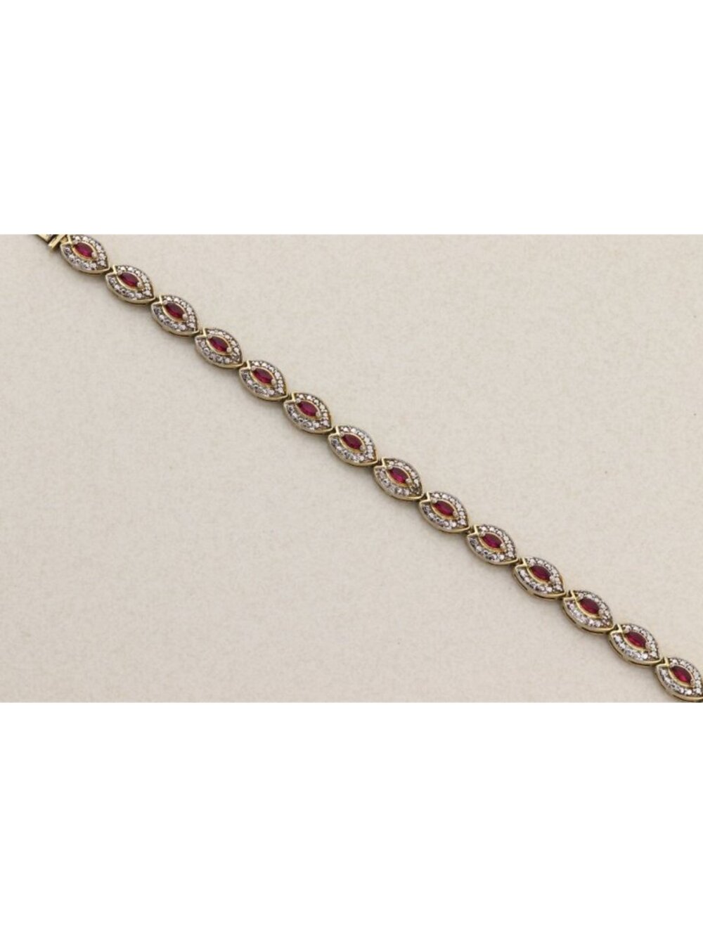 18k Gold Over Sterling Silver Lab Created 2 ct Ruby Tennis Bracelet 7 1/4" inch - Picture 6 of 8